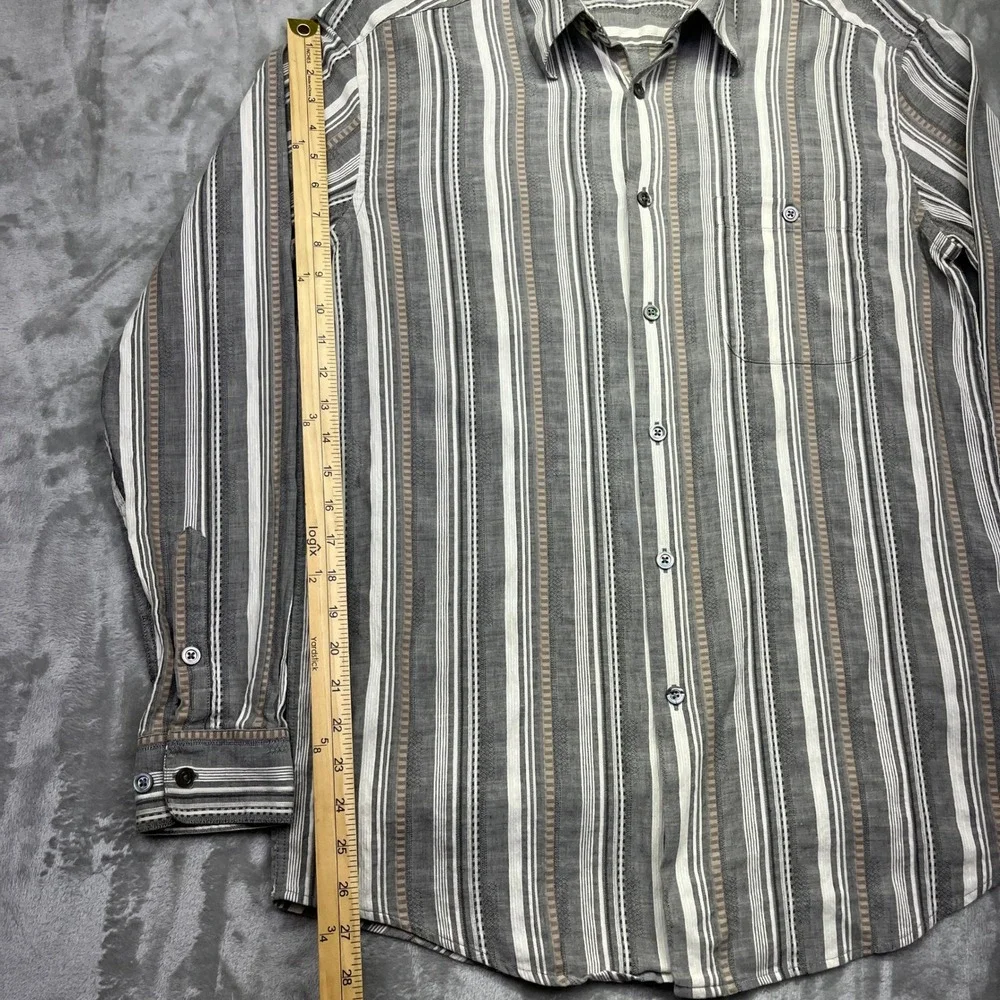 Lot of 2 Zanella Button-Up Shirt Plaid Striped‎ Long Sleeve Made in Italy L Boho
